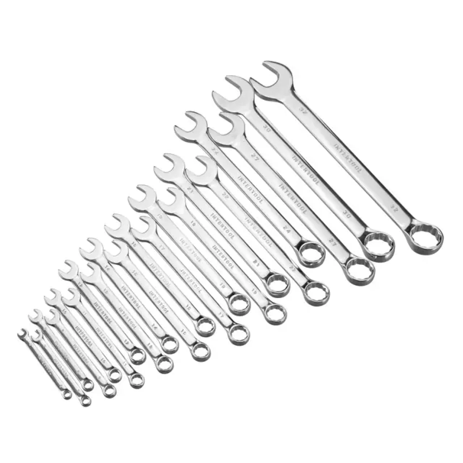 Набір ключів комбінованих, 20 шт., 6-32 мм, професійні, DIN3113, чохол INTERTOOL (XT-1520) UA