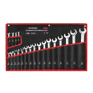 Набір ключів комбінованих, 20 шт., 6-32 мм, професійні, DIN3113, чохол INTERTOOL (XT-1520) UA
