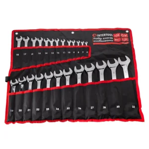 Набір ключів комбінованих, 25 шт., 6-32 мм, професійні, DIN3113, чохол INTERTOOL (XT-1526) UA