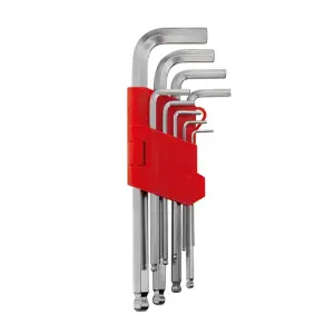 Набір ключів Г-подібних шестигранних подовжених, з кулястим наконечником, 9 шт., 1,5-10 мм, Cr-V INTERTOOL (HT-0603) UA