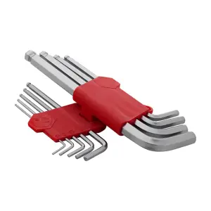 Набір ключів Г-подібних шестигранних подовжених, з кулястим наконечником, 9 шт., 1,5-10 мм, Cr-V INTERTOOL (HT-0603) UA