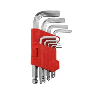 Набір ключів Г-подібних шестигранних, з кулястим наконечником, 9 од., 1,5-10 мм, Cr-V INTERTOOL (HT-0605) UA