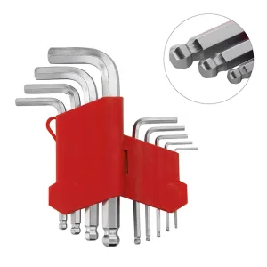 Набір ключів Г-подібних шестигранних, з кулястим наконечником, 9 од., 1,5-10 мм, Cr-V INTERTOOL (HT-0605) UA