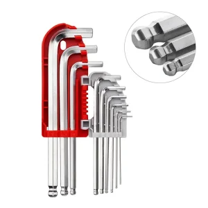 Набір ключів Г-подібних шестигранних, із кулястим наконечником, 9 шт., 1,5-10 мм, S2, професійні INTERTOOL (HT-1813) UA