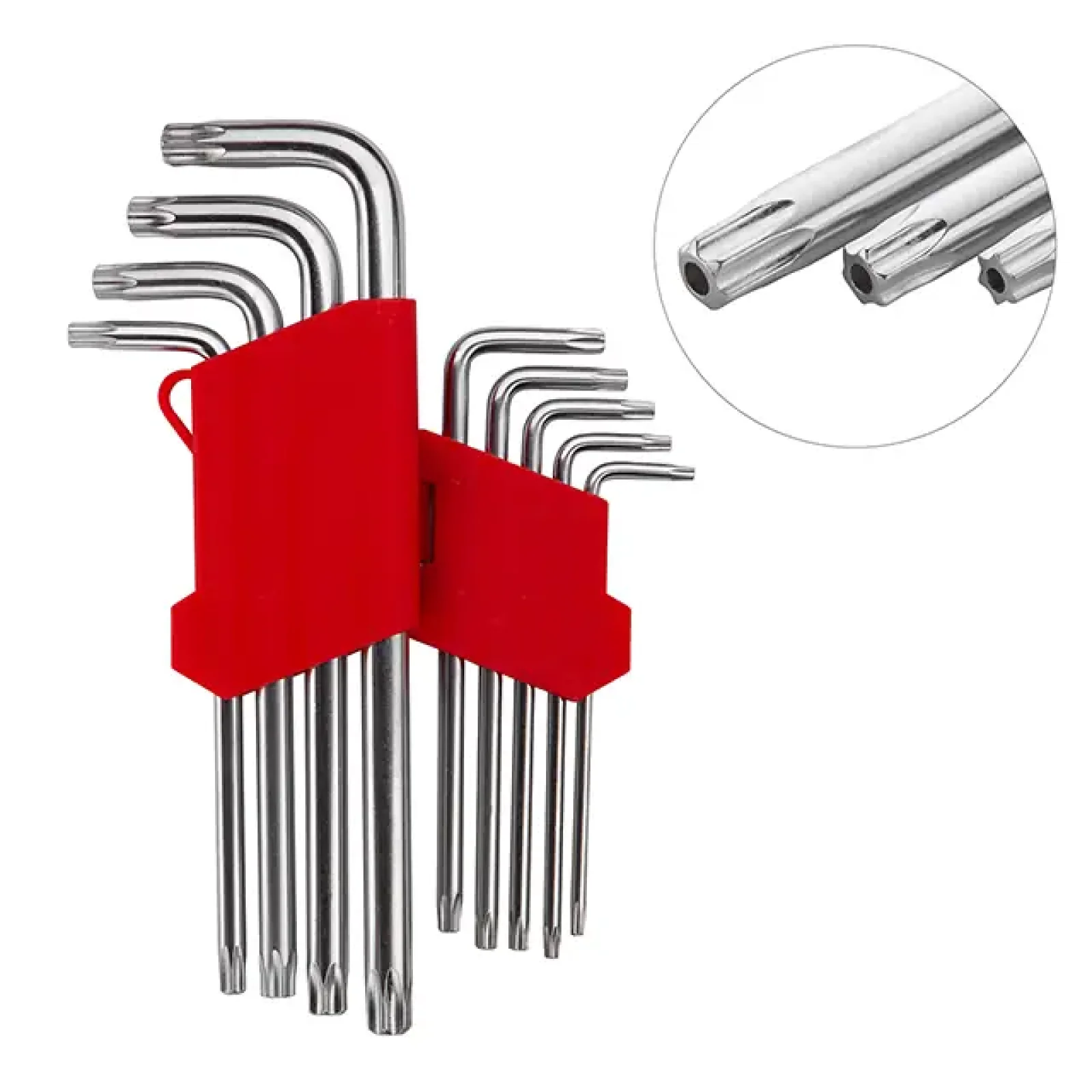 Набір ключів Г-подібних TORX подовжених, з отвором, 9 шт., Т10-Т50, Cr-V INTERTOOL (HT-0606) UA