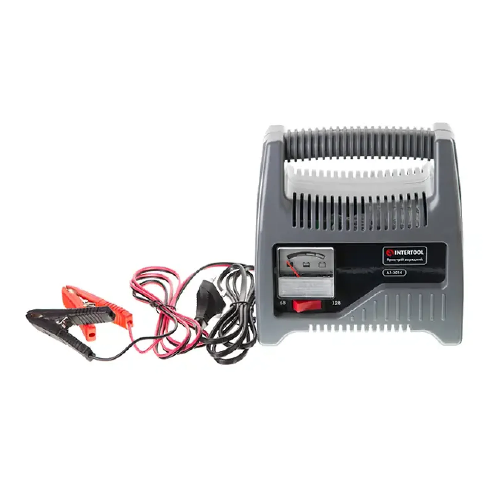 Пристрій зарядний для акумуляторів 6/12 В, 70 Вт, 10-60 Ач, стрілочний індикатор, з трансформатором INTERTOOL (AT-3014) UA