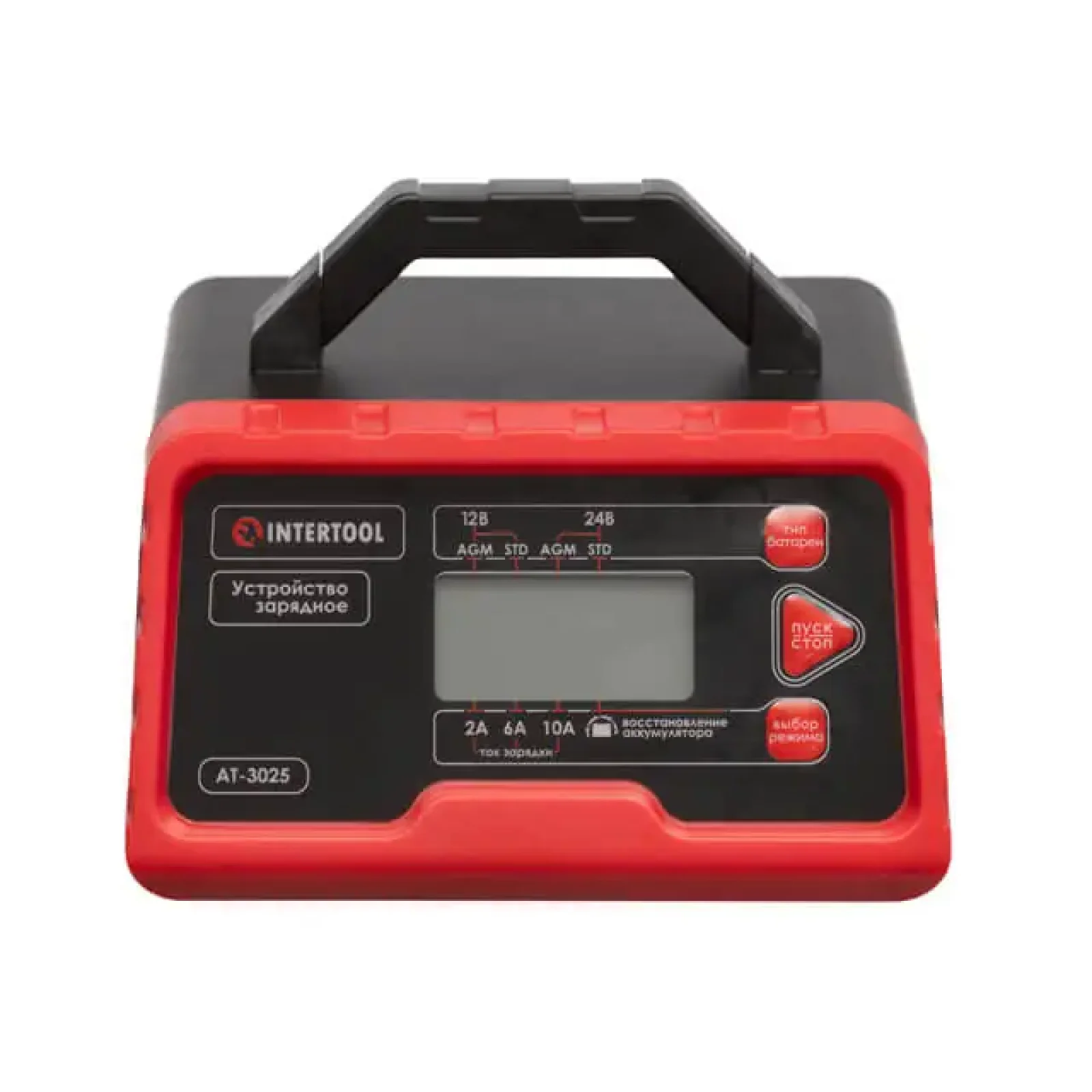 Пристрій зарядний для акумуляторів 12/24 В, 2,2-200 Аг, режим відновлення акумулятора, LCD-дисплей, з мікропроцесором INTERTOOL (AT-3025) UA