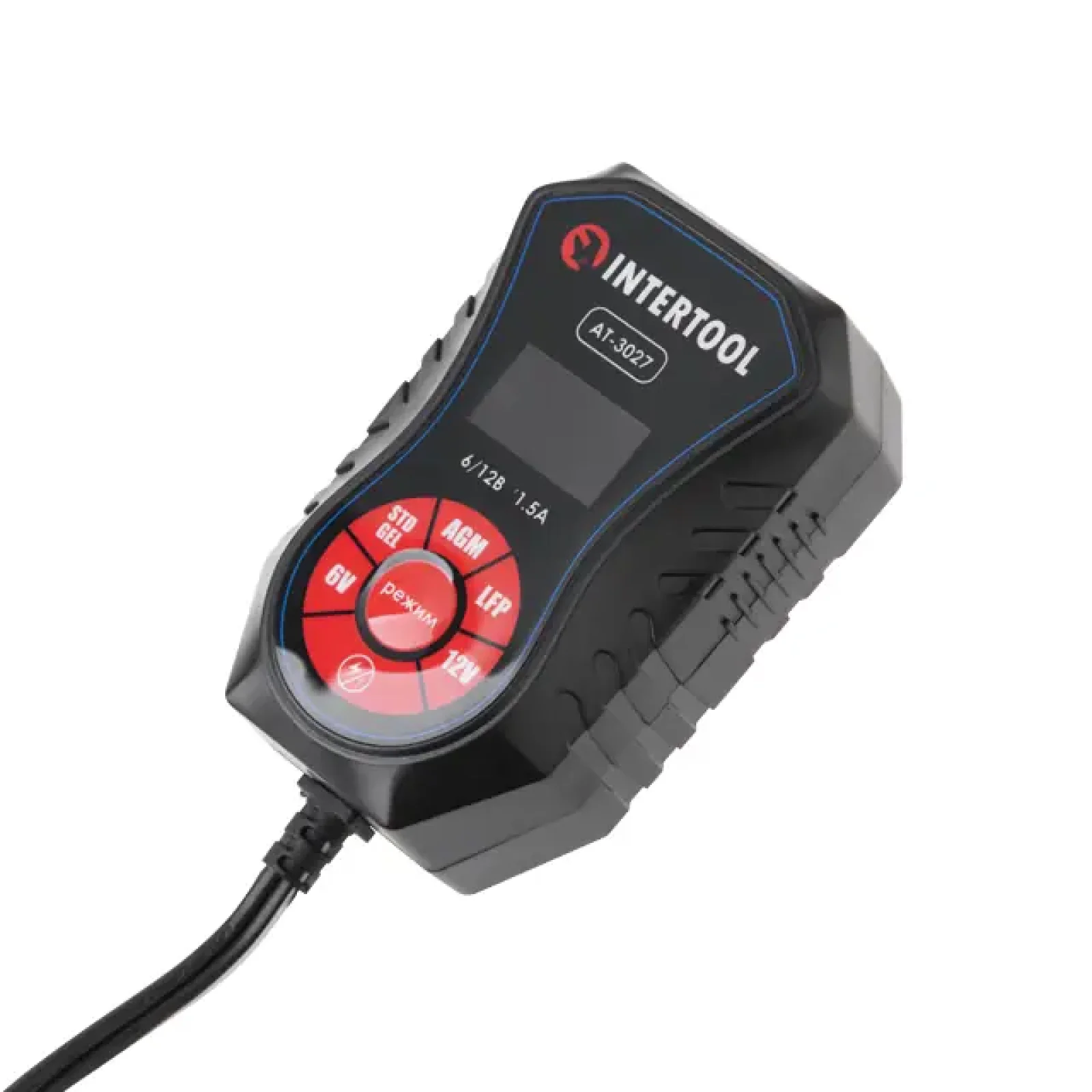 Зарядний пристрій 6/12 В, 1,5 А, 1,2-40 Аг, зимовий режим зарядки, дисплей, з мікропроцесором INTERTOOL (AT-3027) UA