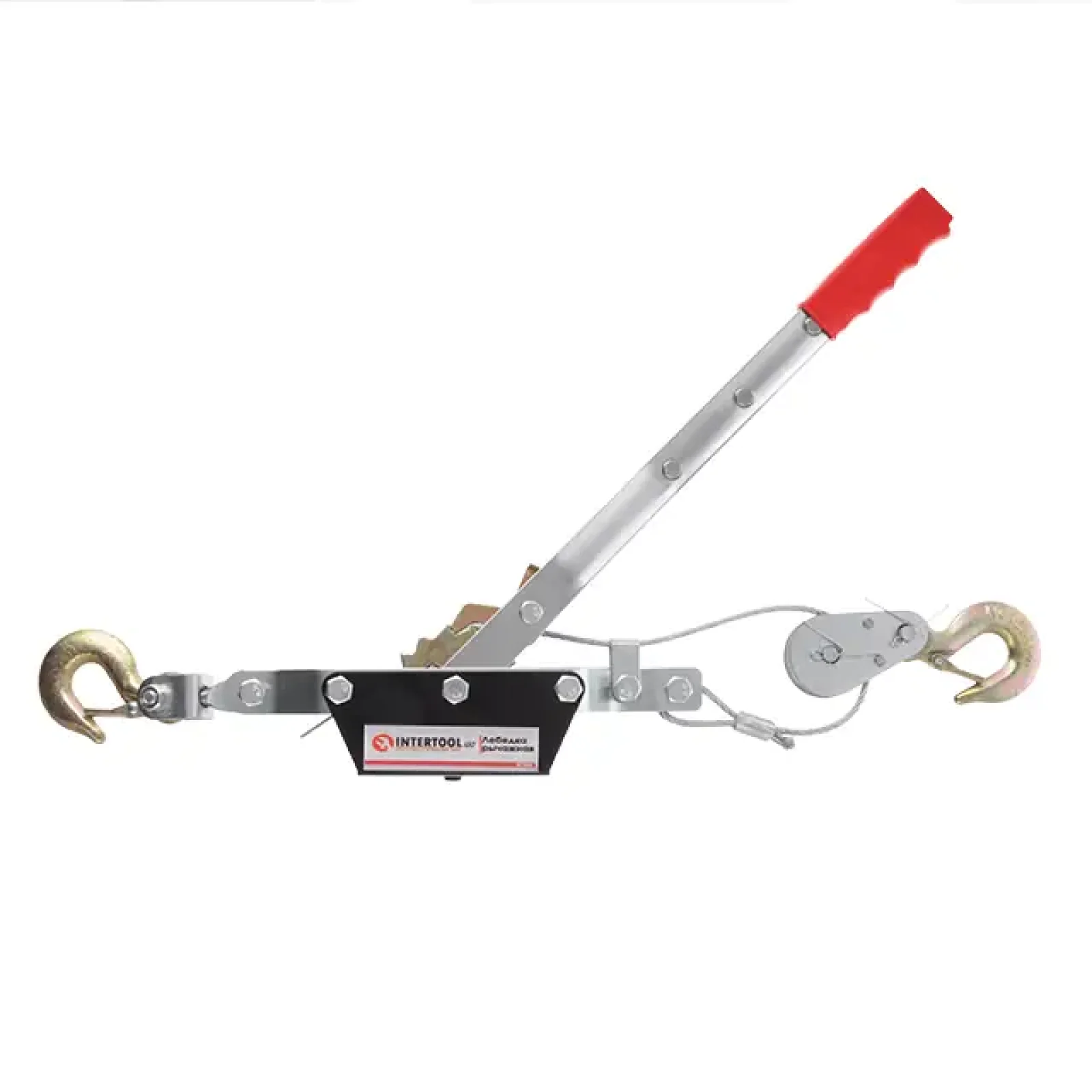 Лебідка важільна INTERTOOL тягове зусилля 2 т, трос 1,50 м × 4,5 мм, робоча довжина троса 0,75 м (GT1442) UA