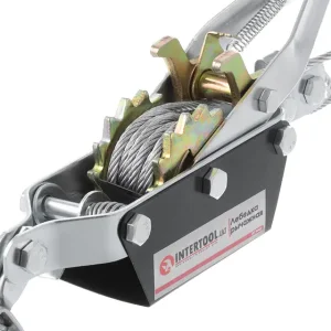 Лебідка важільна INTERTOOL тягове зусилля 2 т, трос 1,50 м × 4,5 мм, робоча довжина троса 0,75 м (GT1442) UA