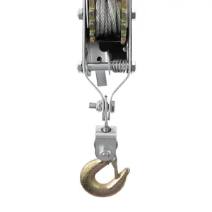 Лебідка важільна INTERTOOL тягове зусилля 2 т, трос 1,50 м × 4,5 мм, робоча довжина троса 0,75 м (GT1442) UA