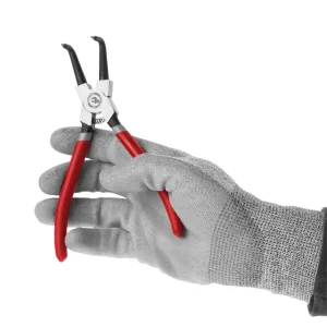 Щипці для зняття та встановлення стопорних кілець, 180 мм, вигнуті, на стиск INTERTOOL (HT-7012) UA