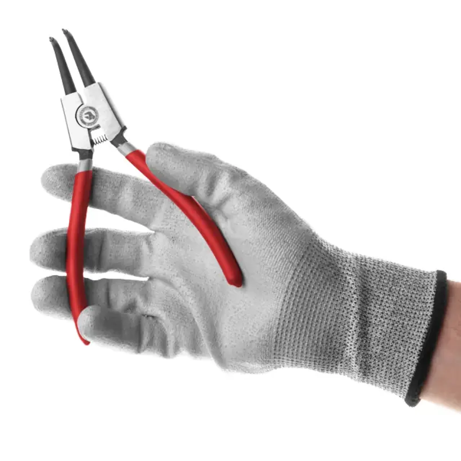 Щипці для зняття та встановлення стопорних кілець, 180 мм, вигнуті, на розтиск INTERTOOL (HT-7014) UA