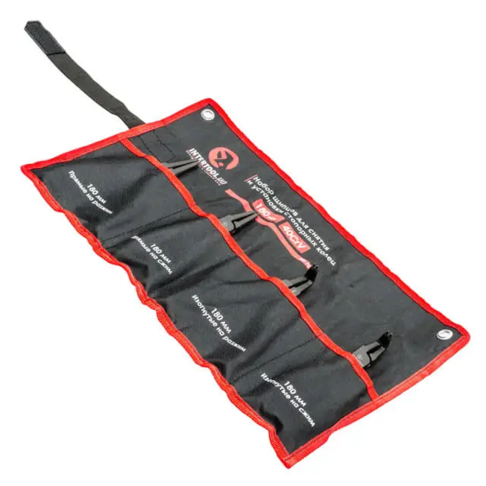 Набір щипців для зняття та встановлення стопорних кілець, 4 шт., 180 мм, 40 Cr-V, фосфатовані. INTERTOOL (HT-7015) UA