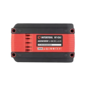 Акумулятор, 20 В, Li-Ion, 4,0 Аг, індикатор рівня заряду INTERTOOL (WT-0341) UA