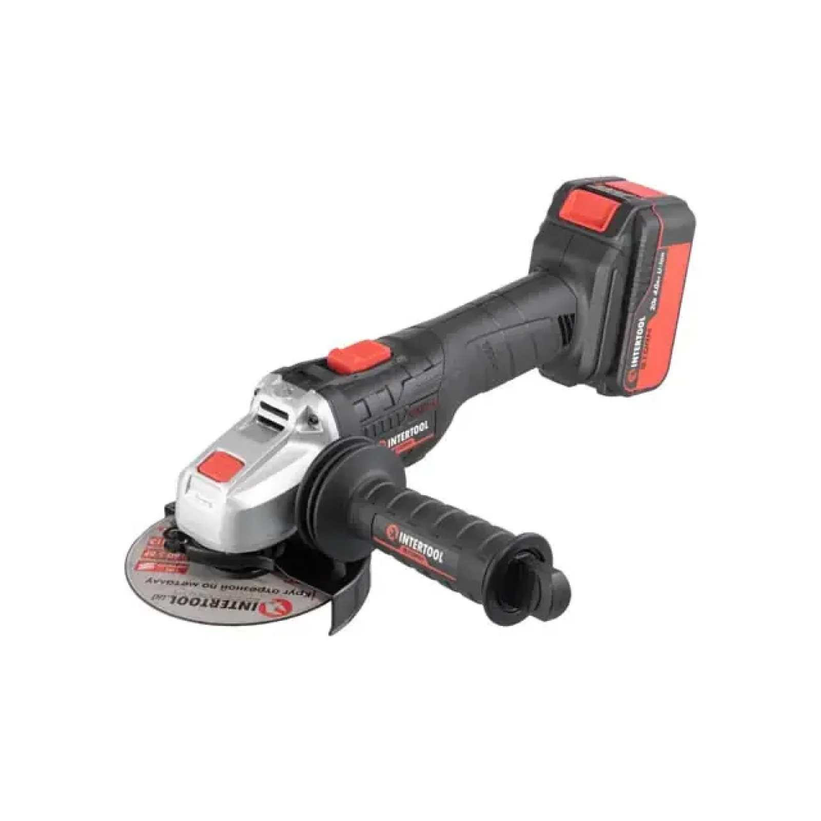 Шліфмашина кутова акумуляторна безщіткова 20 В, 125 мм, 10000 об/хв, Li-ion, 4,0 Ач, ЗП 4 A, кейс INTERTOOL (WT-0366) UA