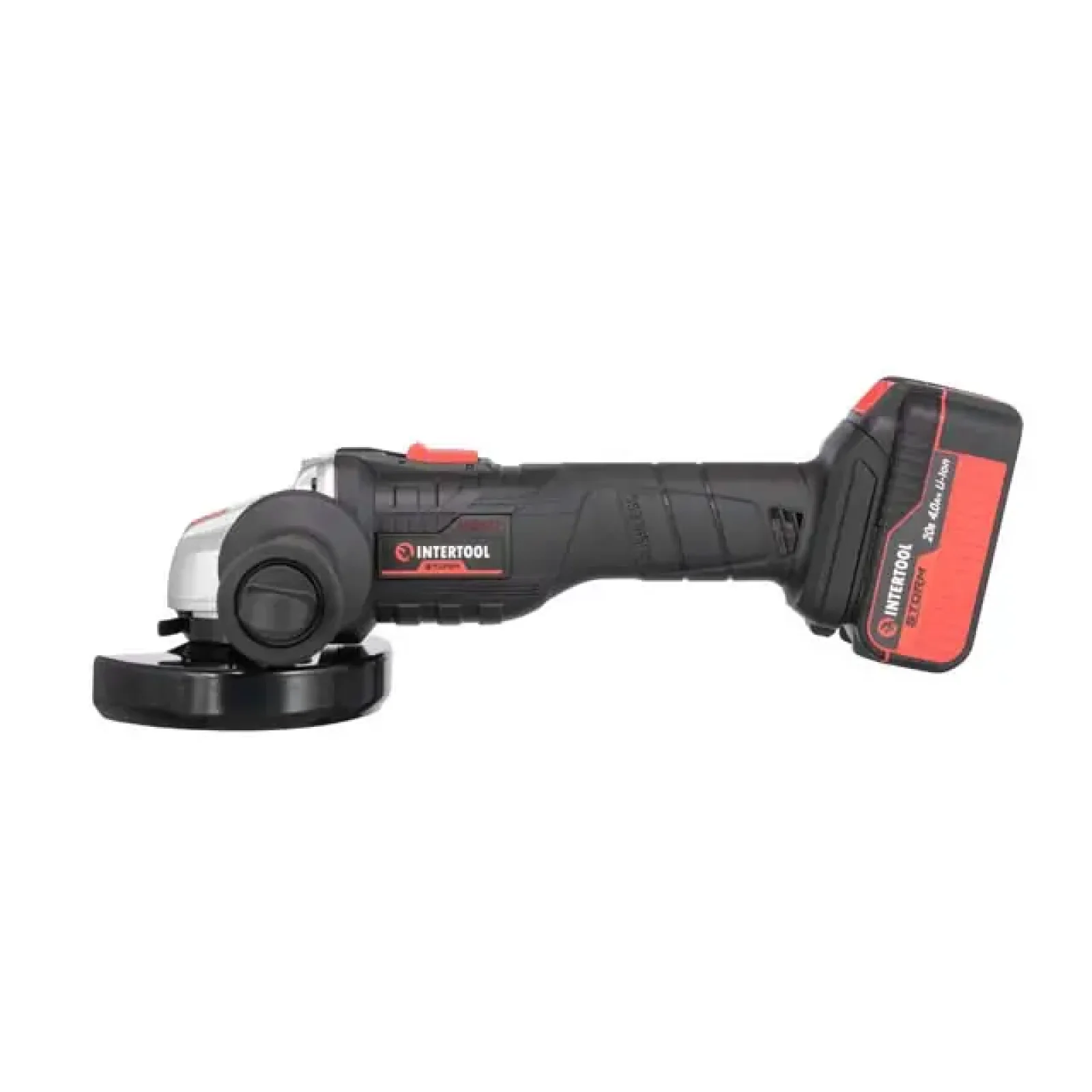 Шліфмашина кутова акумуляторна безщіткова 20 В, 125 мм, 10000 об/хв, Li-ion, 4,0 Ач, ЗП 4 A, кейс INTERTOOL (WT-0366) UA