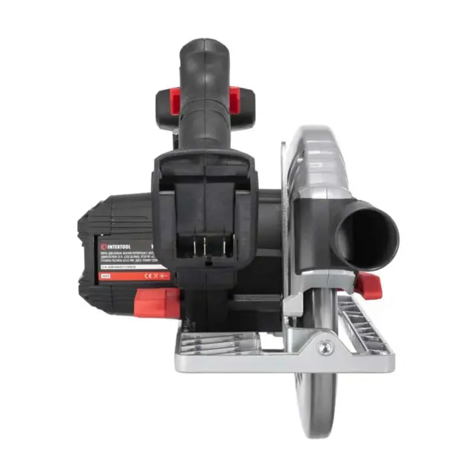 Пила дискова акумуляторна безщіткова 20 В, 4500 об/хв, кут 90°-45°, глибина розпилу 62/45 мм, диск 190×20 мм, без ЗП та АКБ INTERTOOL (WT-0371) UA