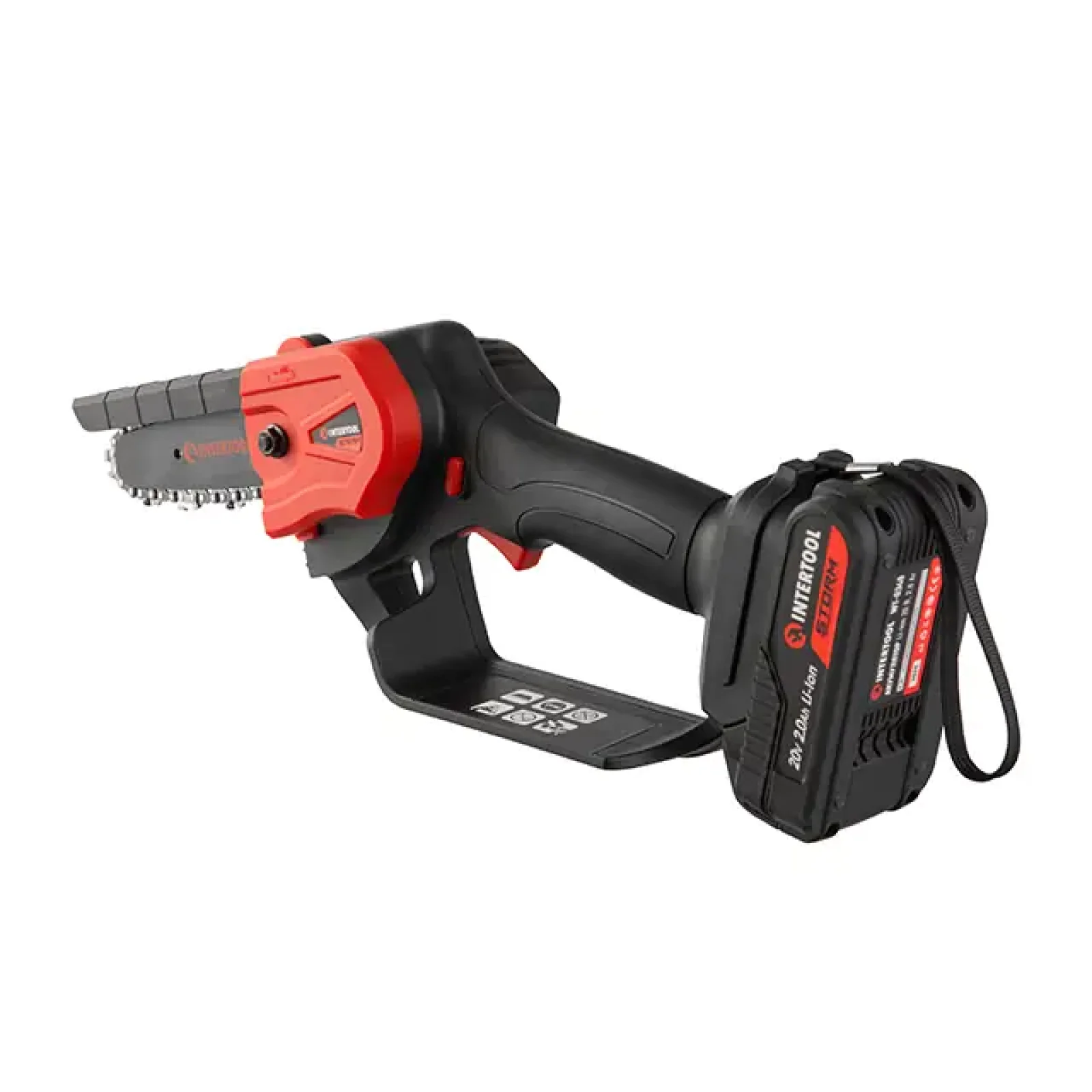 Міні-пилка ланцюгова акумуляторна 20 В, шина 10 см, 4 м/с, Li-ion, 2,0 Ач, ЗП 2А, STORM INTERTOOL (WT-9109) UA