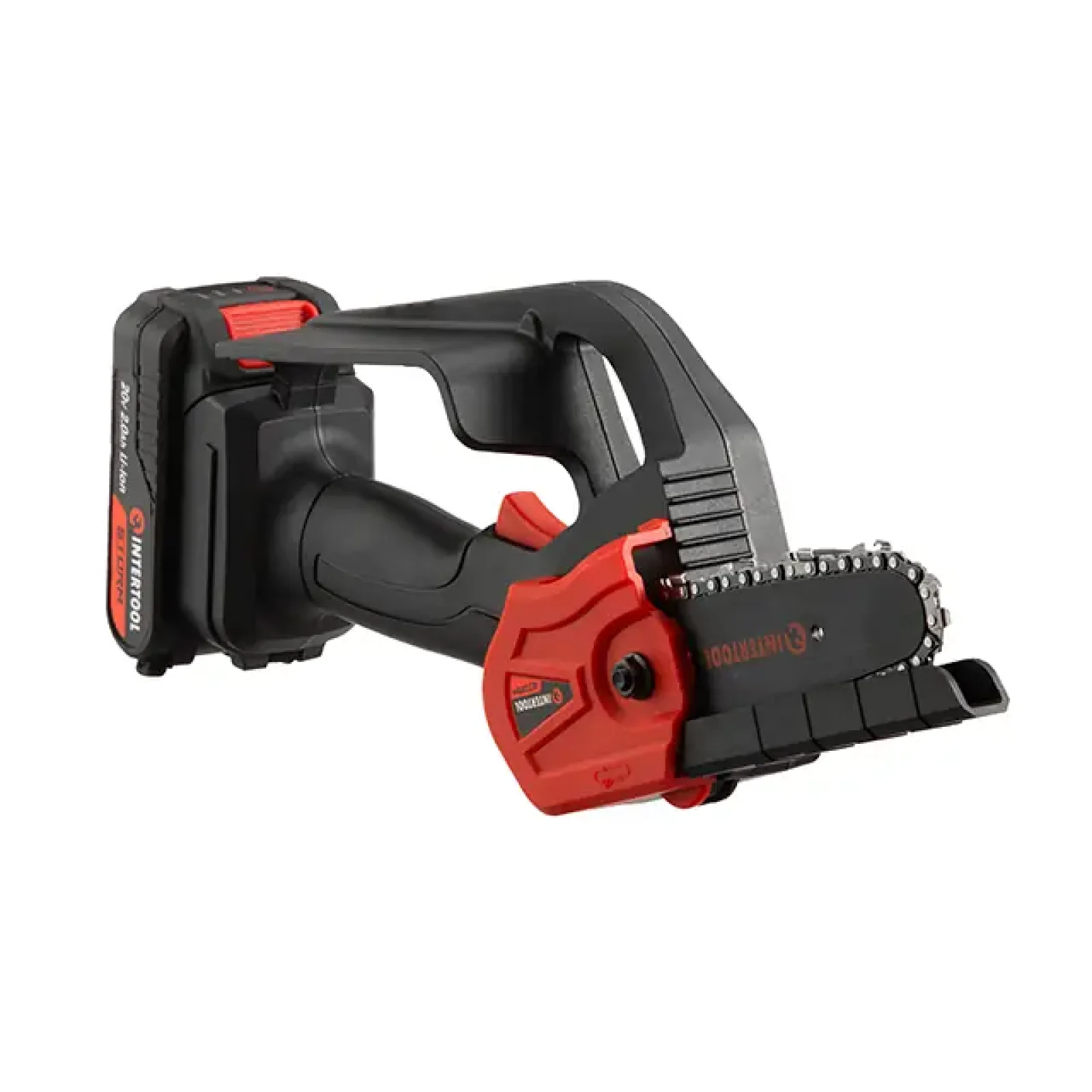 Міні-пилка ланцюгова акумуляторна 20 В, шина 10 см, 4 м/с, Li-ion, 2,0 Ач, ЗП 2А, STORM INTERTOOL (WT-9109) UA