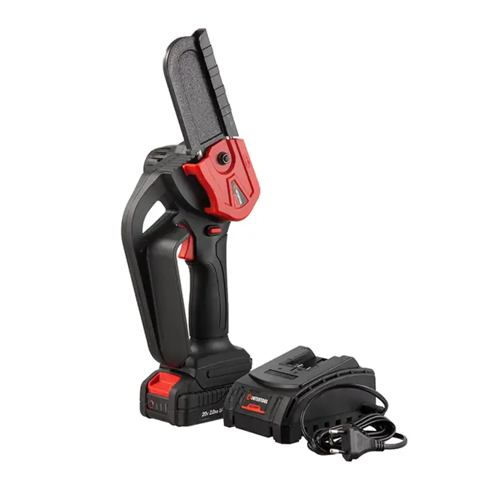 Міні-пилка ланцюгова акумуляторна 20 В, шина 10 см, 4 м/с, Li-ion, 2,0 Ач, ЗП 2А, STORM INTERTOOL (WT-9109) UA