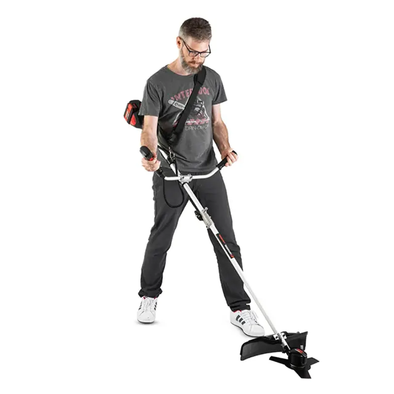 Тример акумуляторний безщітковий 40 В (2×20 В), 6000 об/хв, діаметр обертання диска/ліски 255/350 мм, котушка + 3-зубчастий ніж, без ЗП та АКБ, STORM INTERTOOL (WT-9213) UA