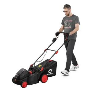 Газонокосарка акумуляторна безщіткова 40 В (2×20 В), 3500 об/хв, ширина захвату 370 мм, висота зрізу 25-75 мм, контейнер 40 л, без ЗП та АКБ, STORM INTERTOOL (WT-9216) UA