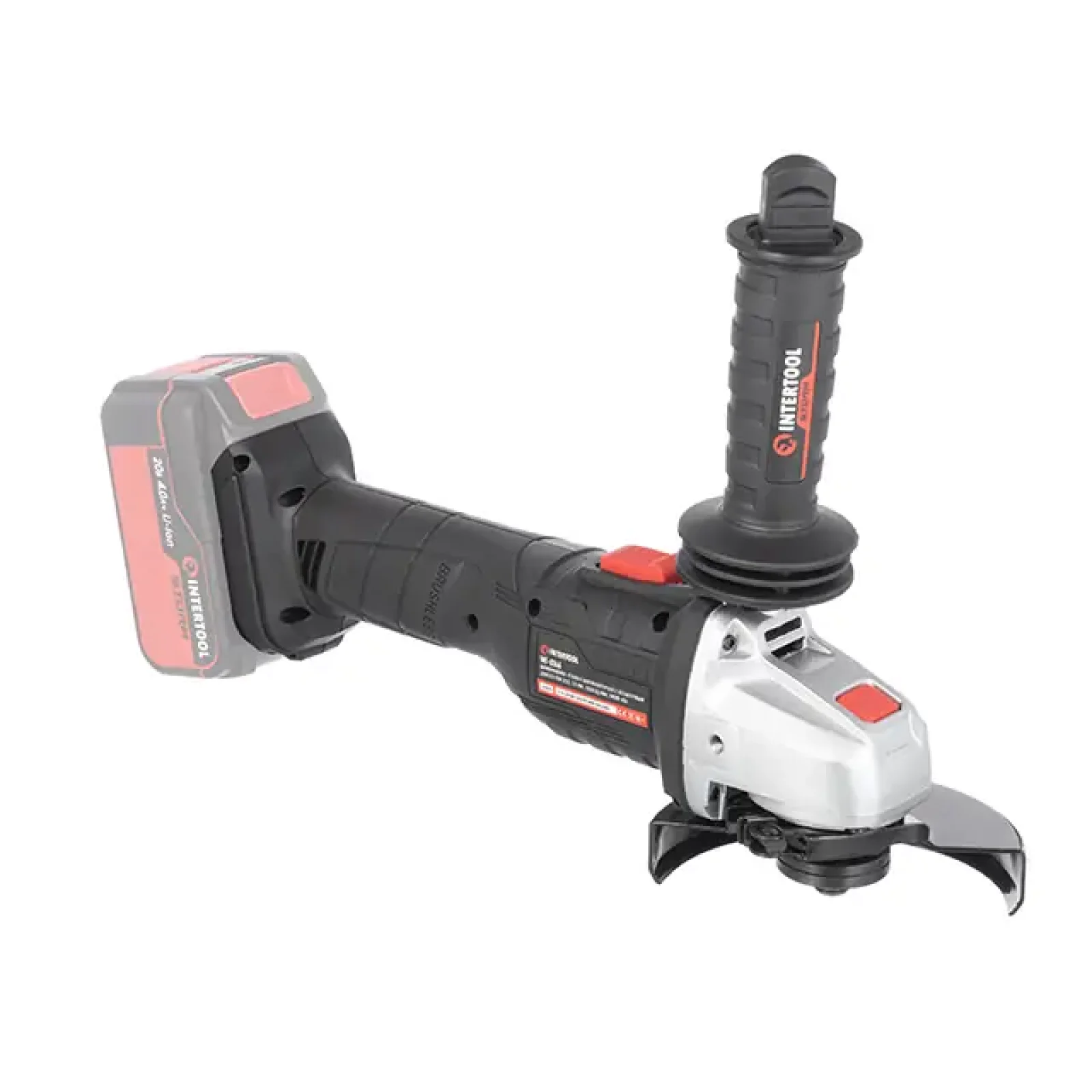 Шліфмашина кутова акумуляторна безщіткова 20 В, 125 мм, 10000 об/хв, без ЗП та АКБ INTERTOOL (WT-9366) UA