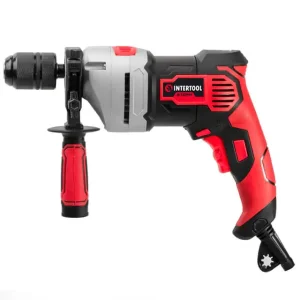 Дриль ударний, 0,9 кВт, 0-2800 об/хв, 1,5-13 мм, металевий корпус редуктора, швидкозатискний патрон INTERTOOL (WT-0119) UA