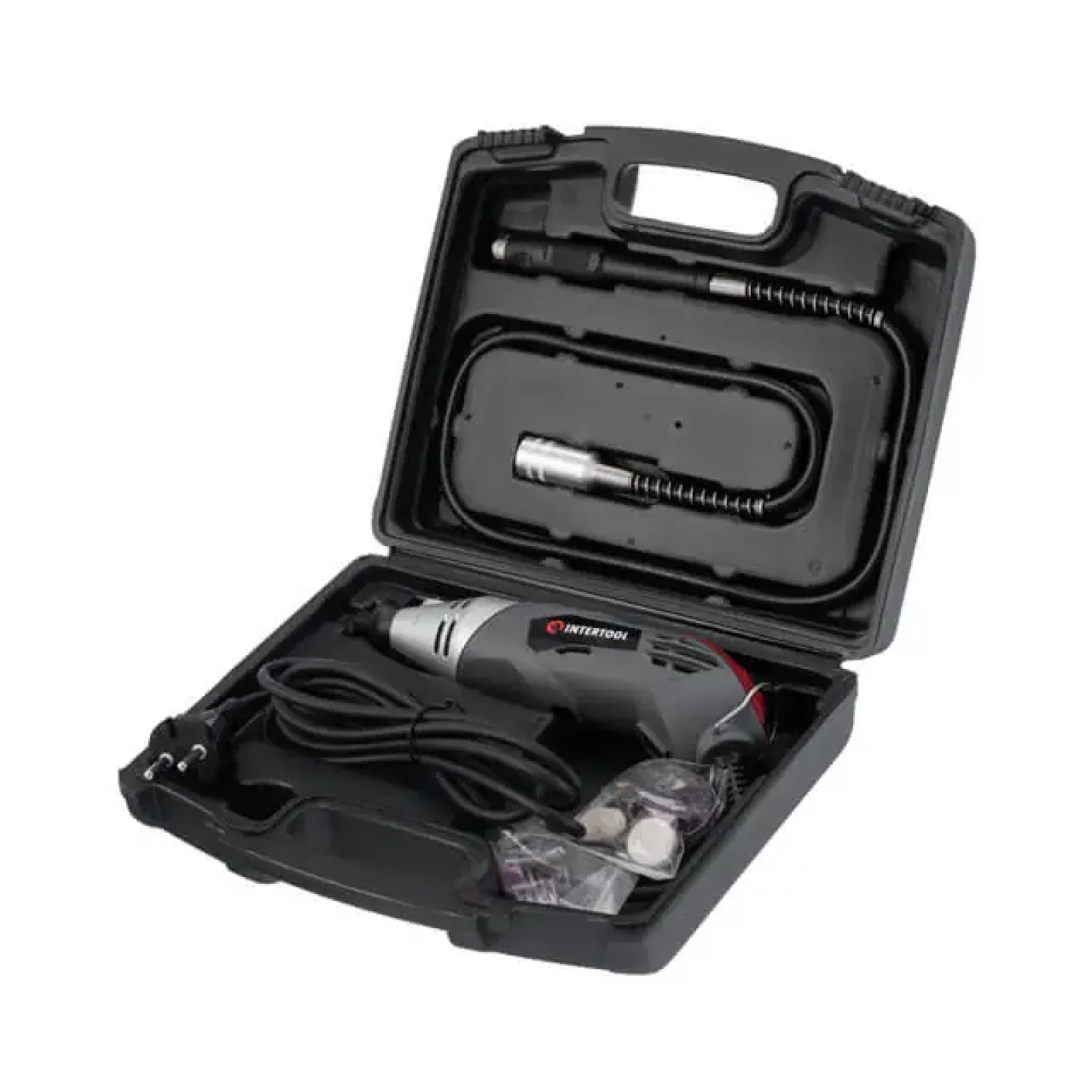 Шліфмашина пряма (гравер) 170 Вт, 8000-35000 об/хв., кейс, аксесурари - 40 од., гнучкий вал INTERTOOL (DT-0517) UA