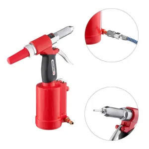 Пістолет заклепувальний, пневматичний, 3,2-4-4,8 мм, до 6 атм, 720 Нм, 10 л/хв, набір аксесуарів, кейс INTERTOOL (PT-1304) UA