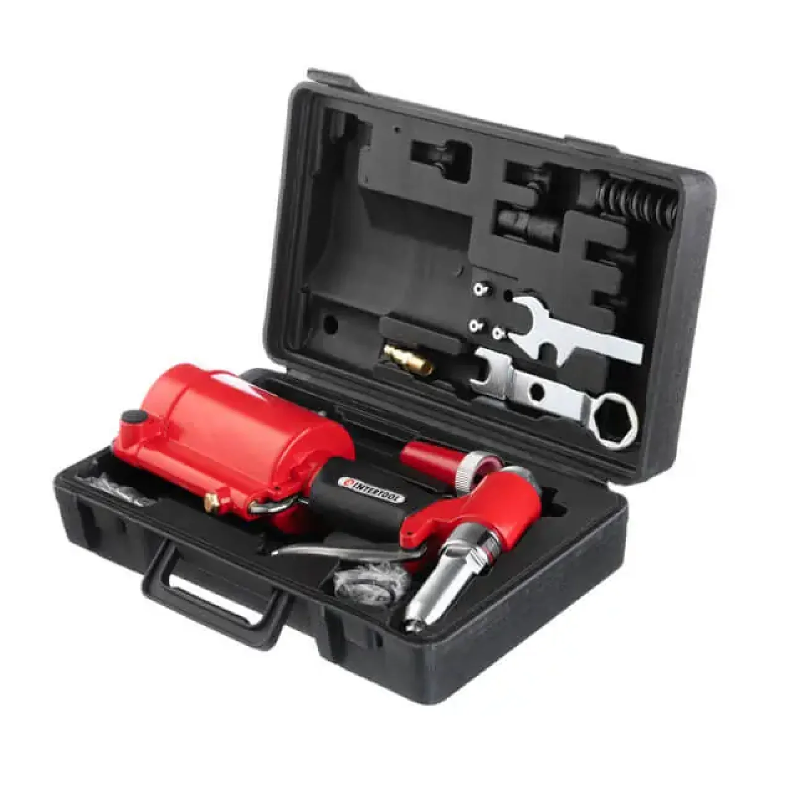 Пістолет заклепувальний, пневматичний, 3,2-4-4,8 мм, до 6 атм, 720 Нм, 10 л/хв, набір аксесуарів, кейс INTERTOOL (PT-1304) UA