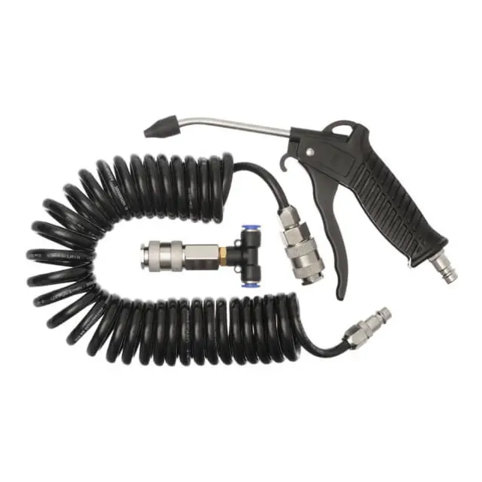 Набір для продувки кабіни вантажних авто: пістолет, шланг поліуретановий 5 м 8×5 мм, трійник на шланг 8 мм, на швидкороз'ємних з'єднаннях INTERTOOL (PT-1508) UA