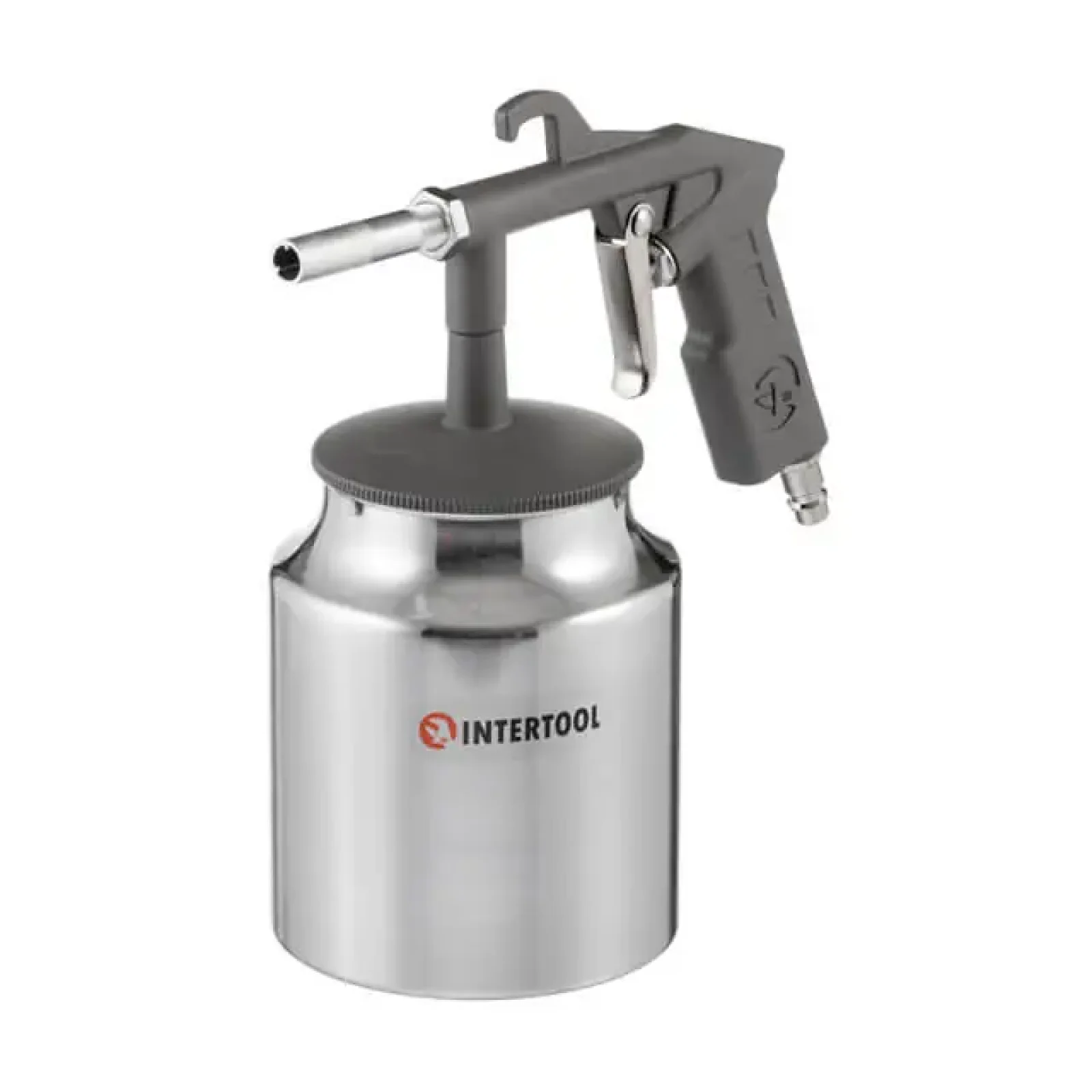 Пістолет піскострумінний, пневматичний, форсунка: 6 мм, нижня подача піску, металевий бачок 1000 мл, 8 атм INTERTOOL (PT-0705) UA