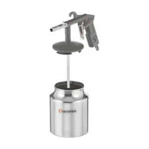 Пістолет піскострумінний, пневматичний, форсунка: 6 мм, нижня подача піску, металевий бачок 1000 мл, 8 атм INTERTOOL (PT-0705) UA