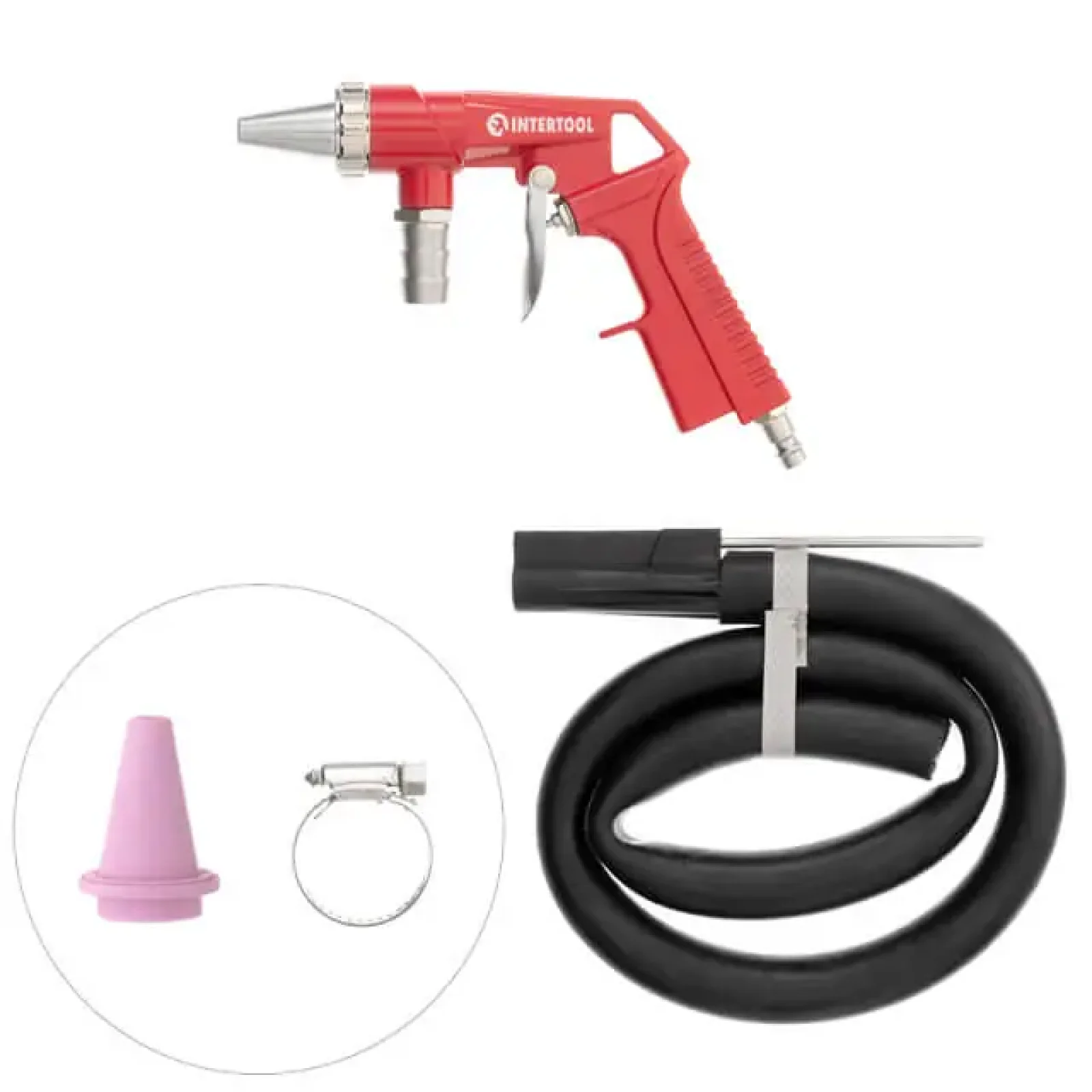 Пістолет піскострумінний, пневматичний, форсунка: 6 мм, подача піску через шланг, 8 атм INTERTOOL (PT-0706) UA