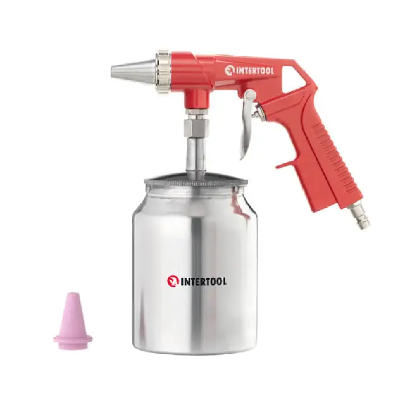 Пістолет піскострумінний, пневматичний, форсунка: 6 мм, нижня подача піску, металевий бачок 1000 мл, 8 атм INTERTOOL (PT-0707) UA