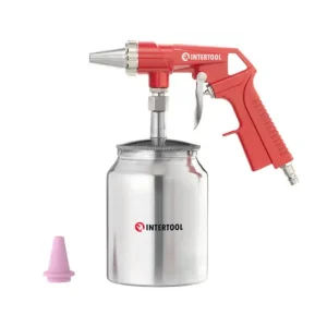 Пістолет піскострумінний, пневматичний, форсунка: 6 мм, нижня подача піску, металевий бачок 1000 мл, 8 атм INTERTOOL (PT-0707) UA