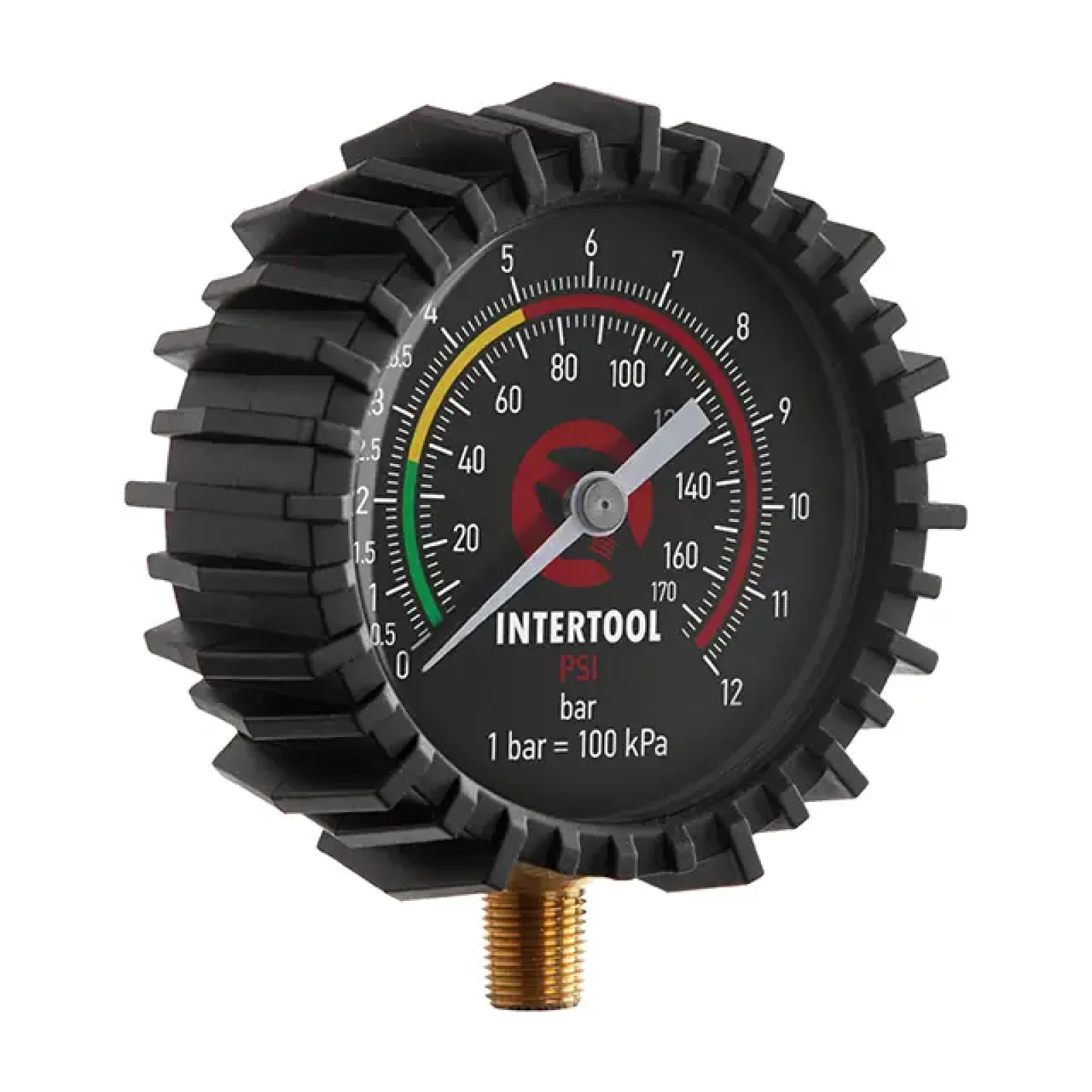 Манометр до пістолету для підкачування коліс з гумовим покриттям, діаметр 63мм 1/8