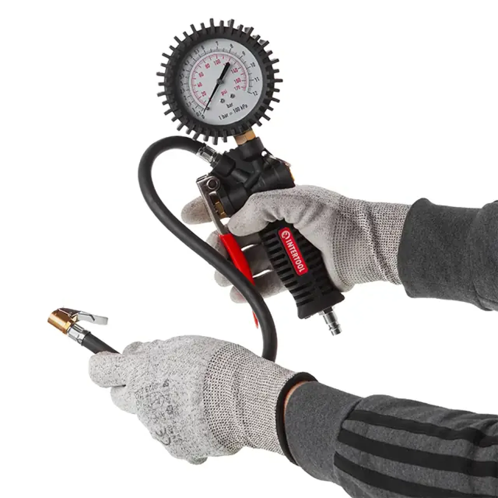 Пістолет для підкачування коліс із манометром, професiйний INTERTOOL (PT-0510) UA