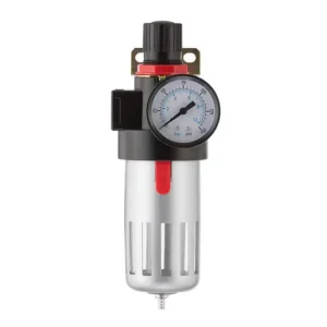 Фільтр для очищення повітря 1/2", 20 мкм, до 1200 л/хв, до 12 атм, металевий захист колби, регулятор тиску INTERTOOL (PT-1410) UA