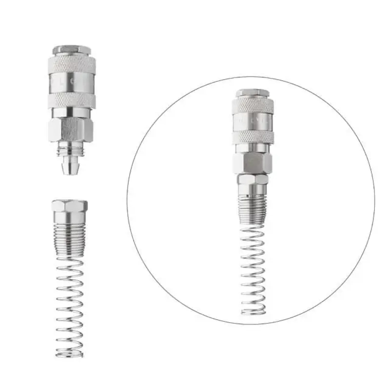 Швидкороз'ємне з'єднання з пружиною для спіральних і прямих шлангів 6,5×10 мм INTERTOOL (PT-1831) UA