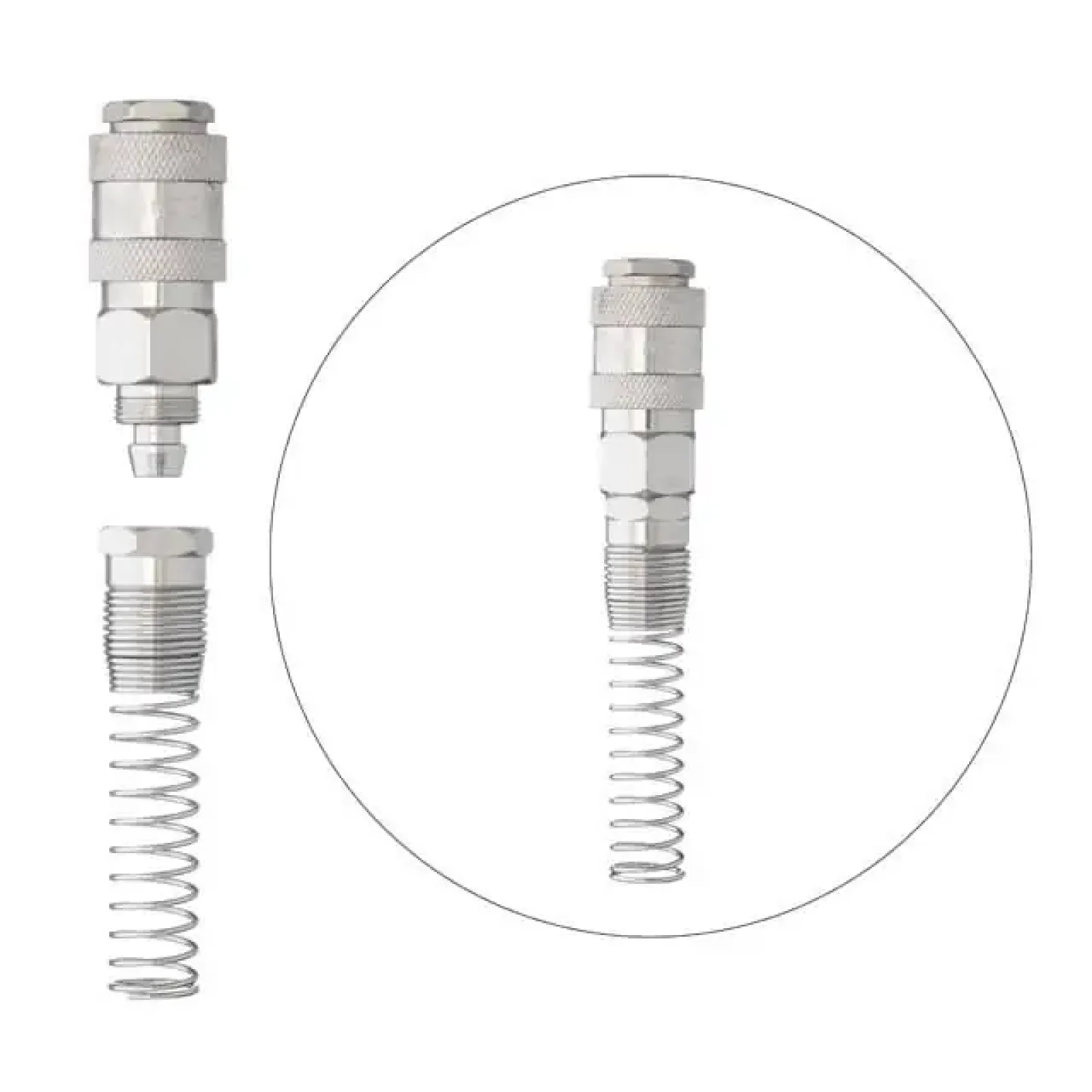 Швидкороз'ємне з'єднання з пружиною для спіральних і прямих шлангів 8×12 мм INTERTOOL (PT-1832) UA