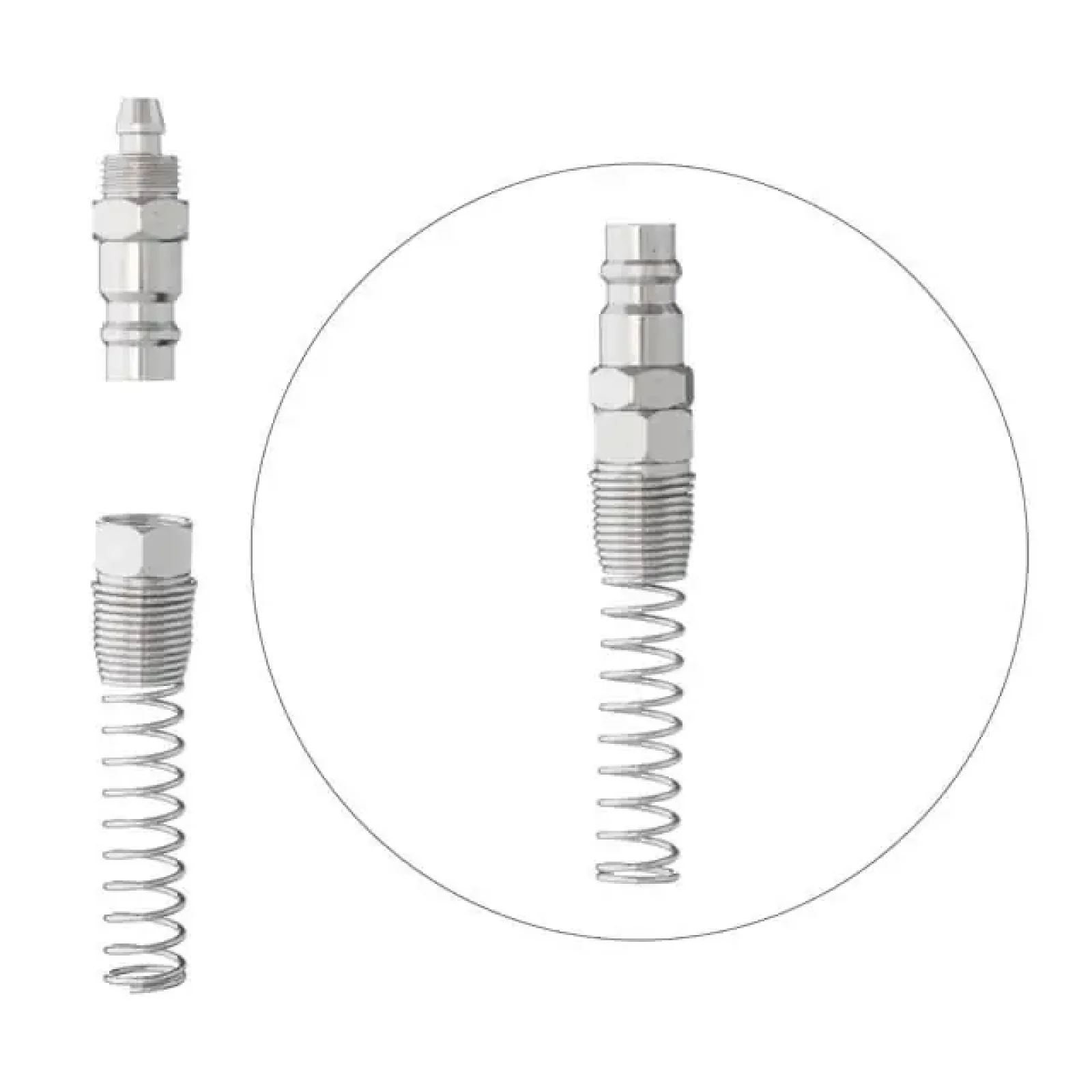 Перехідник з пружиною зі спірального або прямого шланга 5,5×8 мм на відповідну частину швидкороз'ємного з'єднання INTERTOOL (PT-1835) UA
