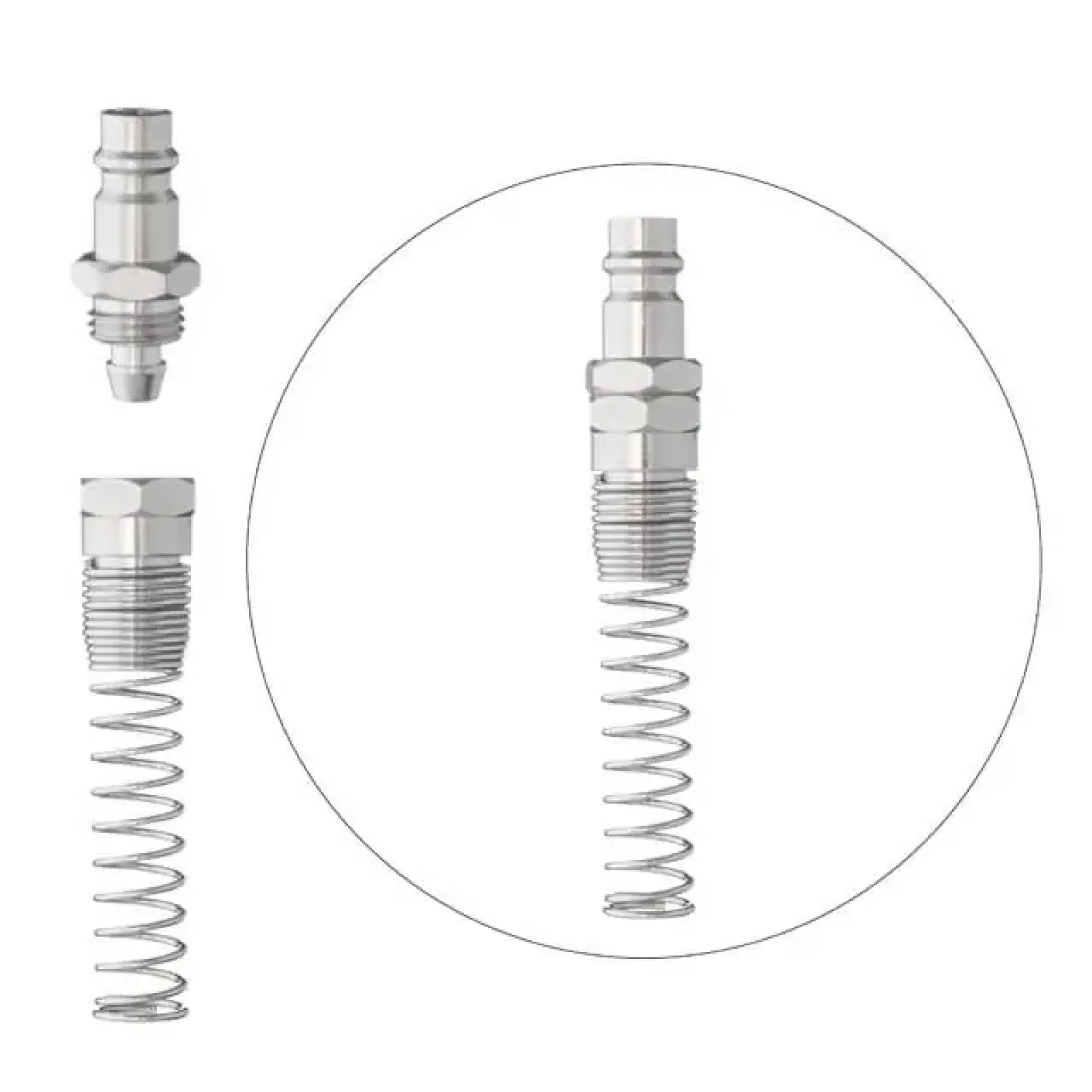 Перехідник з пружиною зі спірального або прямого шланга 6,5×10 мм на відповідну частину швидкороз'ємного з'єднання INTERTOOL (PT-1836) UA