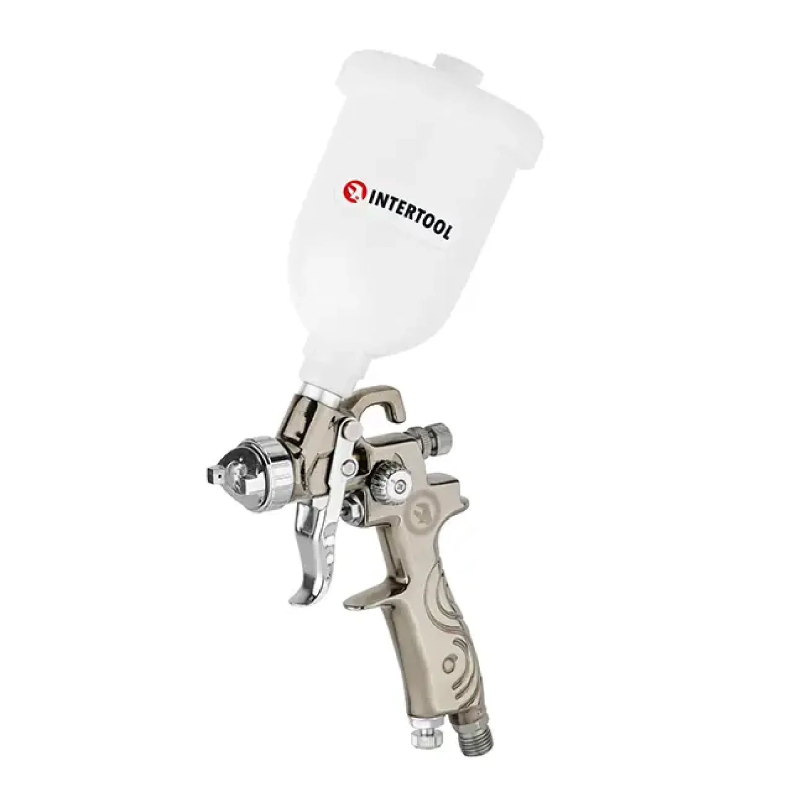 Фарбопульт пневматичний LVMP MINI, форсунка: 0,8 мм, верхній пластиковий бачок: 250 мл, 2-2,5 бар INTERTOOL (PT-0129) UA
