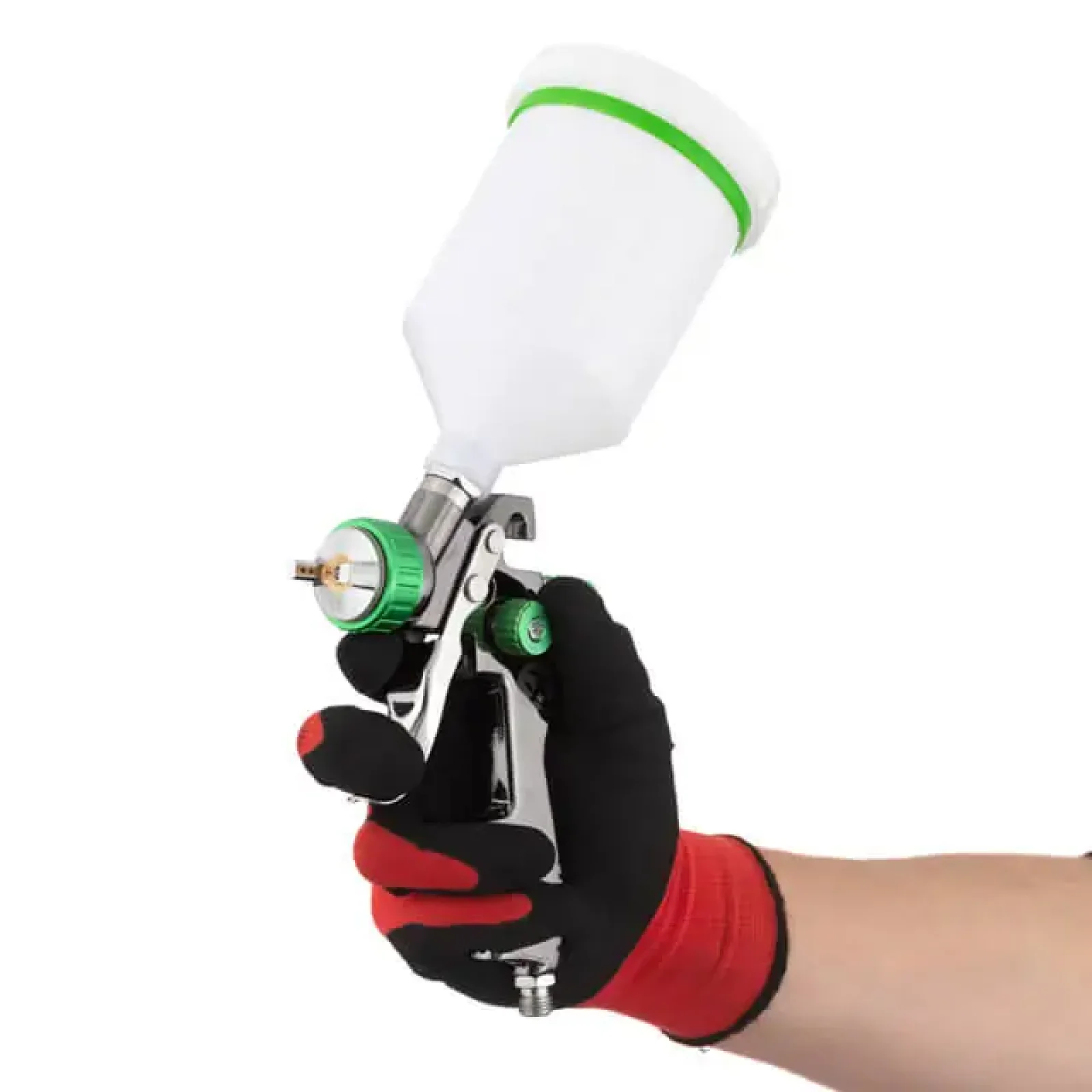 Фарбопульт пневматичний LVLP GREEN, професійний, форсунка: 1,3 мм, верхній пластиковий бачок: 600 мл, 1,5 бар INTERTOOL (PT-0132) UA