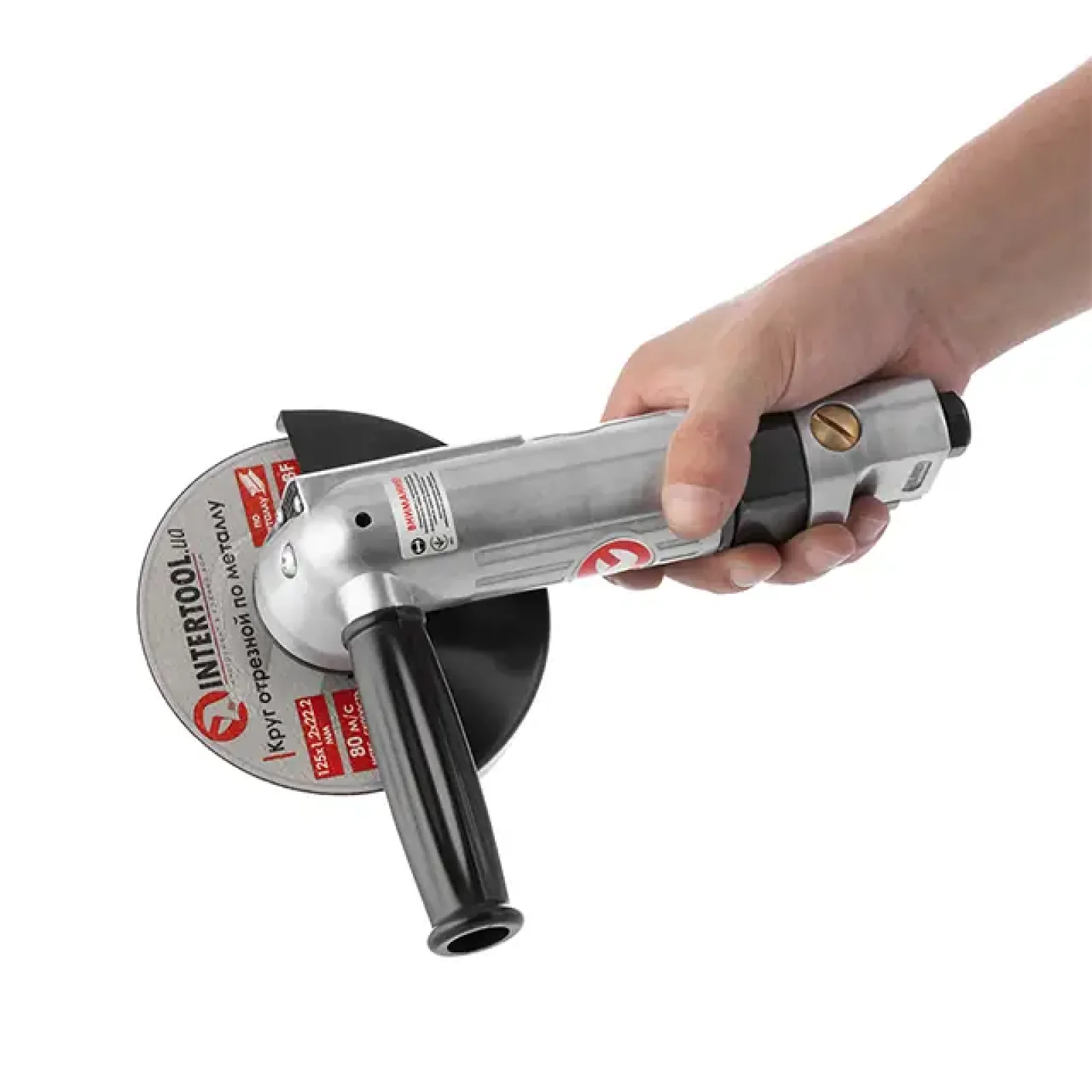 Шліфмашина кутова пневматична, 115 мм, до 6 атм, 11000 об/хв, 140 л/хв INTERTOOL (PT-1201) UA