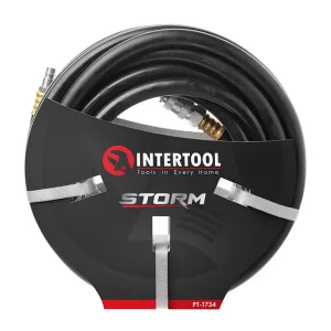 Шланг гумовий повітряний, армований, до 20 атм, 10×17 мм, 10 м, зі швидкороз'ємними з'єднаннями, STORM INTERTOOL (PT-1734) UA