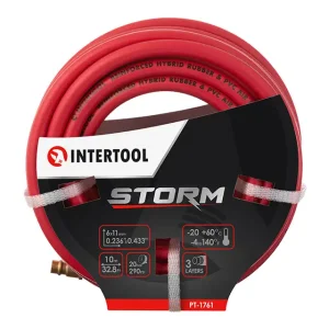 Шланг гібридний, професійний, 20 атм, 6×11 мм, 10 м, з латунними швидкороз'ємними з'єднаннями, STORM INTERTOOL (PT-1761) UA